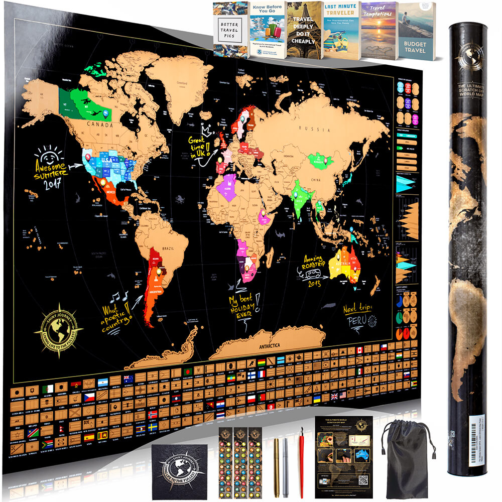 Scratch Off World Map Poster Ultimate Pack