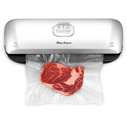 DELITECH Vacuum Sealer Machine with Bonus Handheld Sealer and Starter Kit, with Dry & Moist Mode and Easy-to-clean Tray, Perfect for Sous Vide, Food Preservation, Food Preservation, for Kitchen & Home Use, Safety Certificated